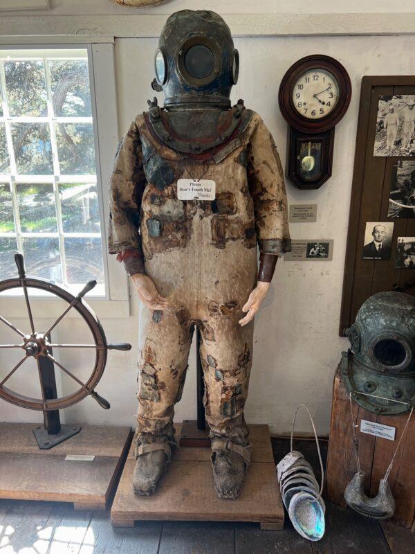 A hard-hat diving suit used by the Japanese whalers. (courtesy of Karen Gough)