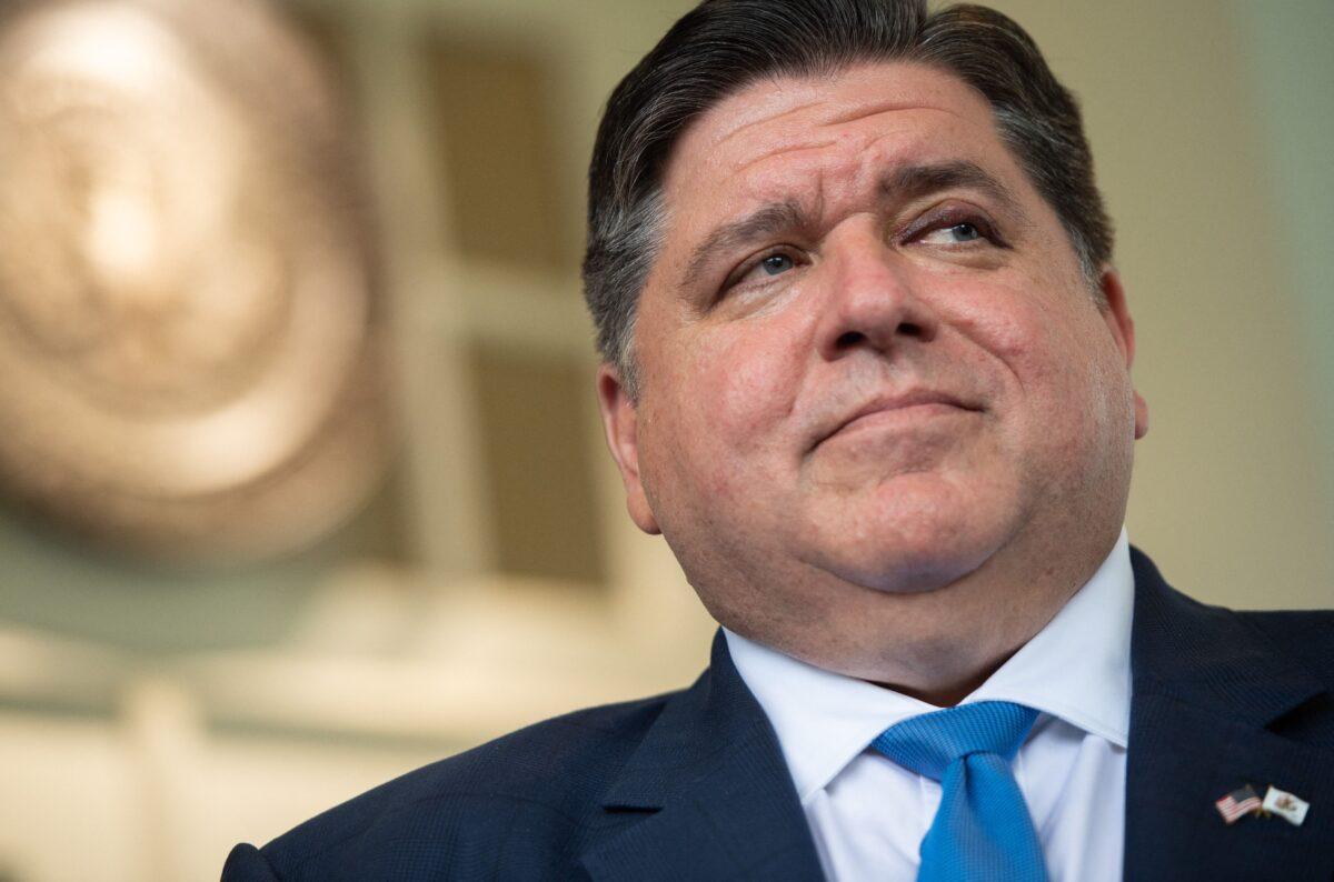 Illinois Gov. J.B. Pritzker signed the Protecting Illinois Communities Act into law in January 2023. He is shown in Washington in a July 14, 2021, file photograph. (Saul Loeb/AFP via Getty Images)