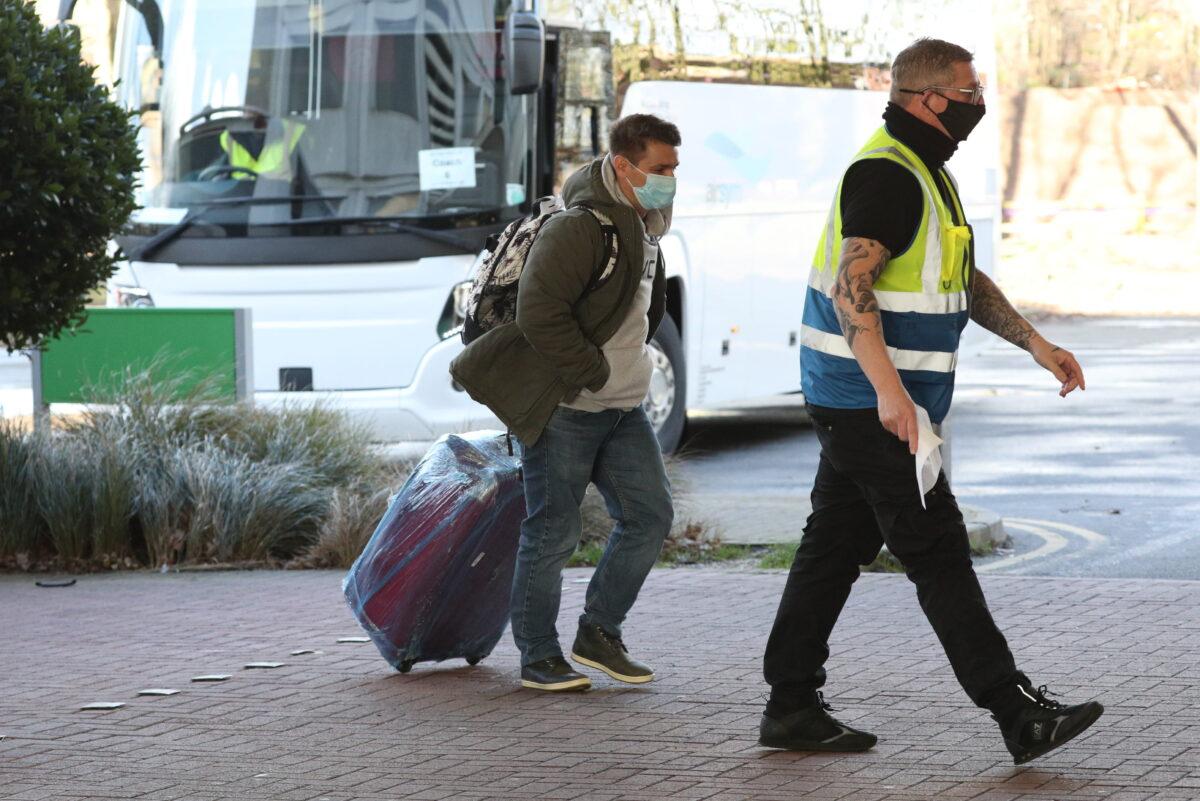 Undated photo of a passenger arriving at a quarantine hotel. (Jonathan Brady/PA Media)