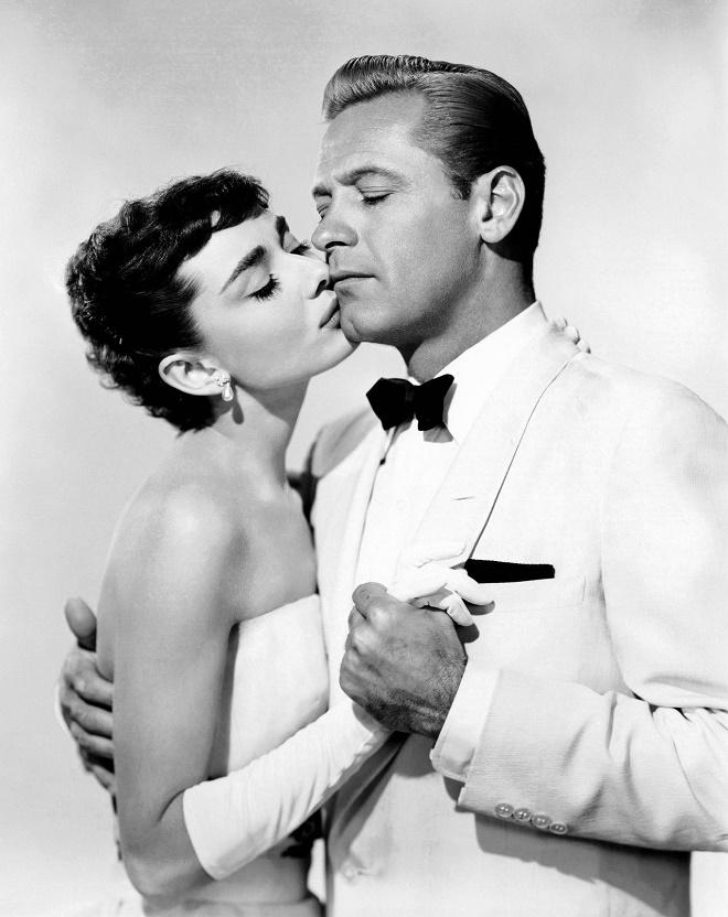 Audrey Hepburn & William Holden publicity photo for the film Sabrina (1954). (Public Domain)