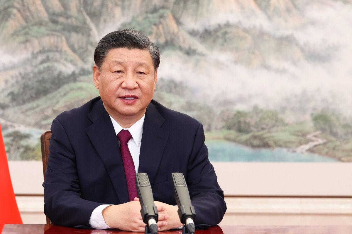 Chinese leader Xi Jinping delivers a speech via video link to the opening ceremony of the Boao Forum For Asia in southern China's Hainan Province on April 21, 2022. (Huang Jingwen/Xinhua via AP)