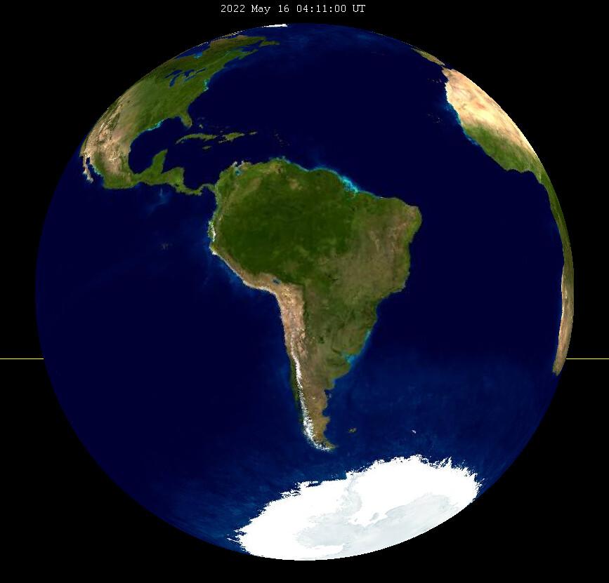 The area of visibility on the Earth where the moon can be seen from, at its point of greatest eclipse on May 16, 2022. (<a href="https://commons.wikimedia.org/wiki/File:Lunar_eclipse_from_moon-2022May16.png">Public Domain</a>)