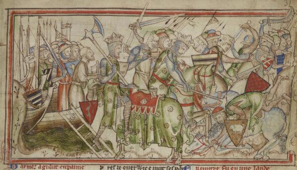 Harald landing near York and defeating the Northumbrian army, from the 13th-century chronicle "The Life of King Edward the Confessor" by Matthew Paris. (Public Domain)