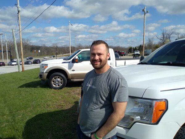 Brad Sizemore, a car and truck salesman at Star Fleet Cars and Trucks in Delaware, Ohio, said on April 21, that when the cost of gas and diesel fuel went up, the truck market drastically slowed down. Sizemore, who is a Donald Trump supporter, said he will be attending his rally at the Delaware County Fairgrounds on April 23. (Michael Sakal/The Epoch Times)