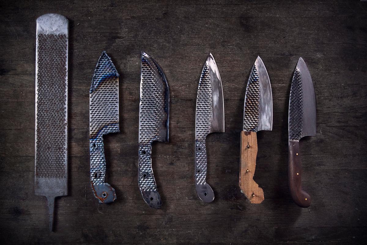 Miller handcrafts each knife herself, from beginning—a discarded farrier's rasp—to end—a beautiful, functional work of art. (Tom Rafalovich)