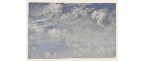"Study of Cirrus Clouds," 1822, by John Constable. Oil on paper; 4 1/2 inches by 7 inches. The Victoria and Albert Museum. (PD-US)