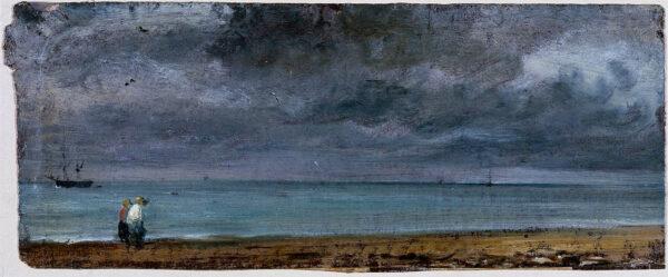 "Brighton Beach," 1824, by John Constable. Oil on paper; 4.72 inches by 11.69 inches. Victoria and Albert Museum. (PD-US)