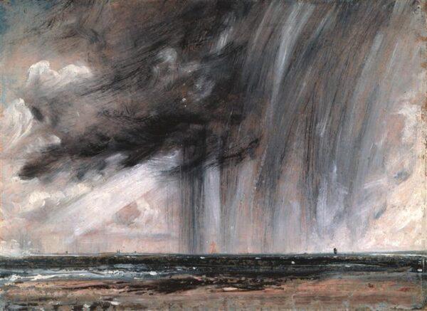"Rainstorm Over the Sea," 1824–28, by John Constable. Oil on paper; 8 3/4 inches by 12 3/16 inches. Royal Academy of Arts (RA), London, UK. (PD-US)