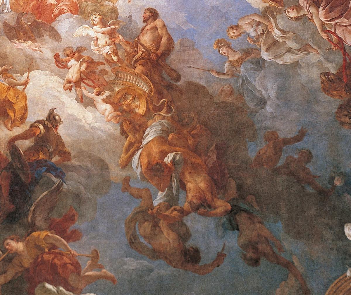 "The Apotheosis of Hercules" by François Lemoyne, in the Salon of Hercules at the Palace of Versailles. (Public Domain)