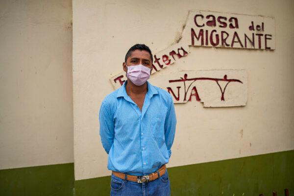 Jorge Jimenez from Chiapas in southern Mexico stands outside the Casa del Migrante shelter as he considers when to try crossing into the United States again (he was returned under Title 42 the first four times), in Piedras Negras, Mexico, on April 21, 2022. (Charlotte Cuthbertson/The Epoch Times)