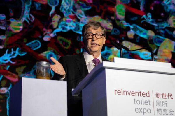 Microsoft founder Bill Gates talks during the "reinvented toilet expo" in Beijing on Nov. 6, 2018. (Nicolas Asfouri/AFP via Getty Images)