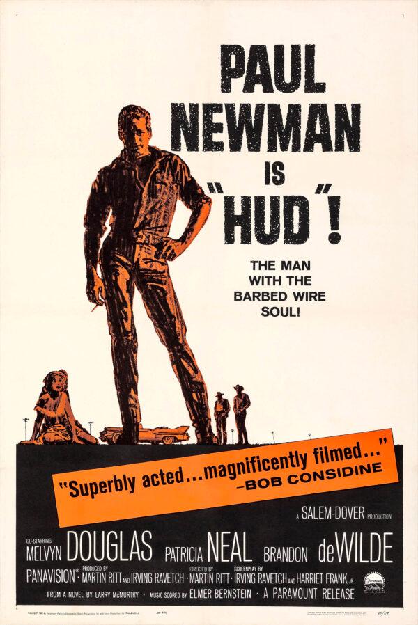 A theatrical release poster for the 1963 film “Hud.” (Public Domain)
