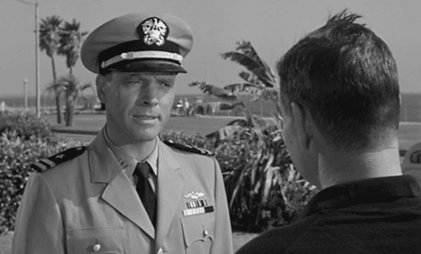 Burt Lancaster as Lt. Jim Bledsoe (L) and Clark Gable as Cmdr. “Rich” Richardson in “Run Silent, Run Deep.” (United Artists)