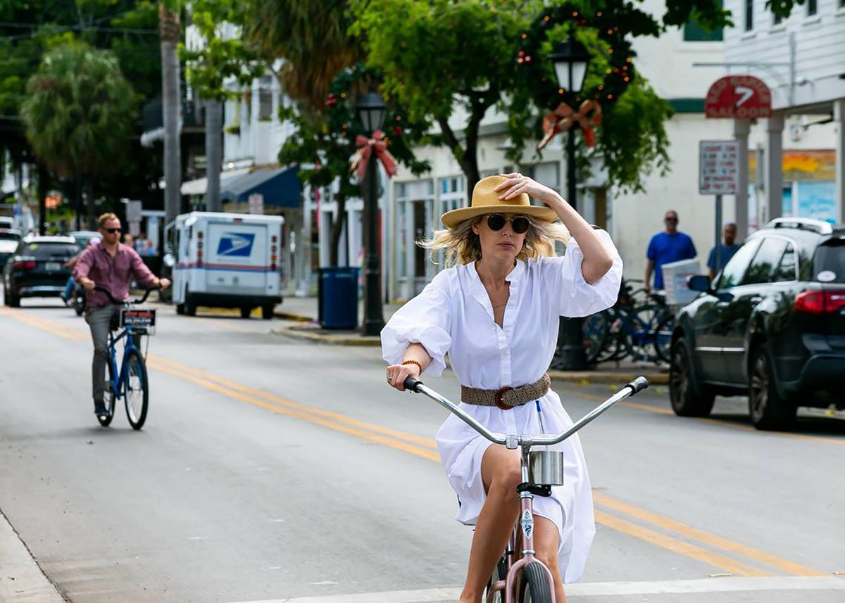 Cyclists make their way down Duval Street in Key West, Florida, on Dec. 12, 2021. (Matias J. Ocner/Miami Herald/TNS)