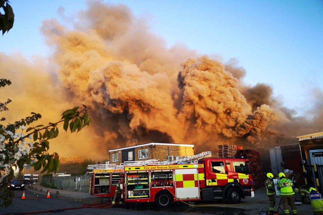 Fire Breaks out in Sausage Factory in England