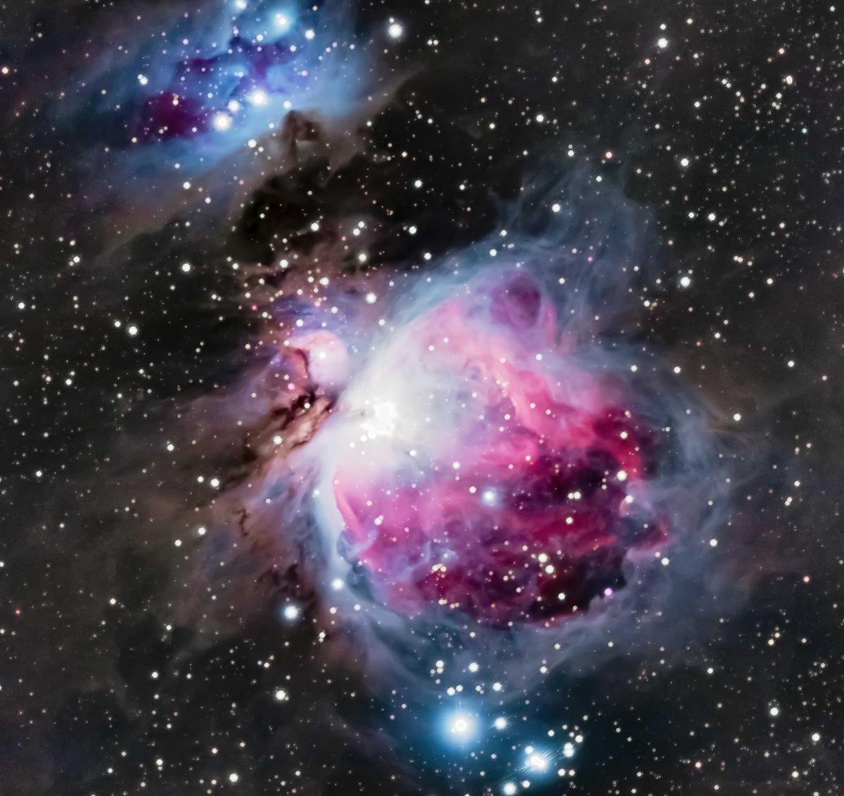The Orion Nebula is a diffuse nebula situated in the Milky Way, being south of Orion's Belt in the constellation of Orion. It is one of the brightest nebulas and is visible to the naked eye in the night sky. (SWNS)