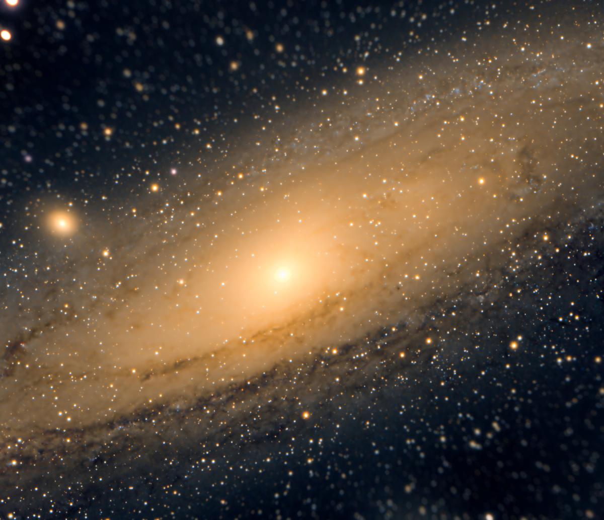 The Andromeda Galaxy, also known as Messier 31, M31, or NGC 224, and originally the Andromeda Nebula, is a barred spiral galaxy approximately 2.5 million light-years from Earth and the nearest large galaxy to the Milky Way. (SWNS)
