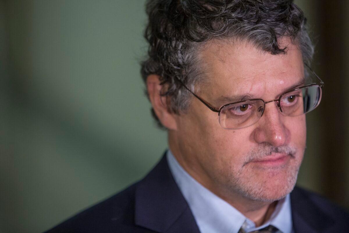 Fusion GPS Co-Founder Glenn Simpson on Capitol Hill in Washington on Oct. 16, 2018. (Zach Gibson/Getty Images)