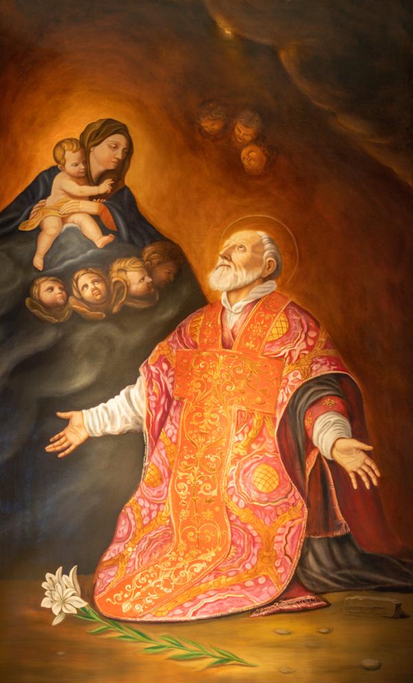 St. Philip Neri is granted a vision, as depicted by this painting in St. Roch’s Church, Vienna. (Renata Sedmakova/Shutterstock)