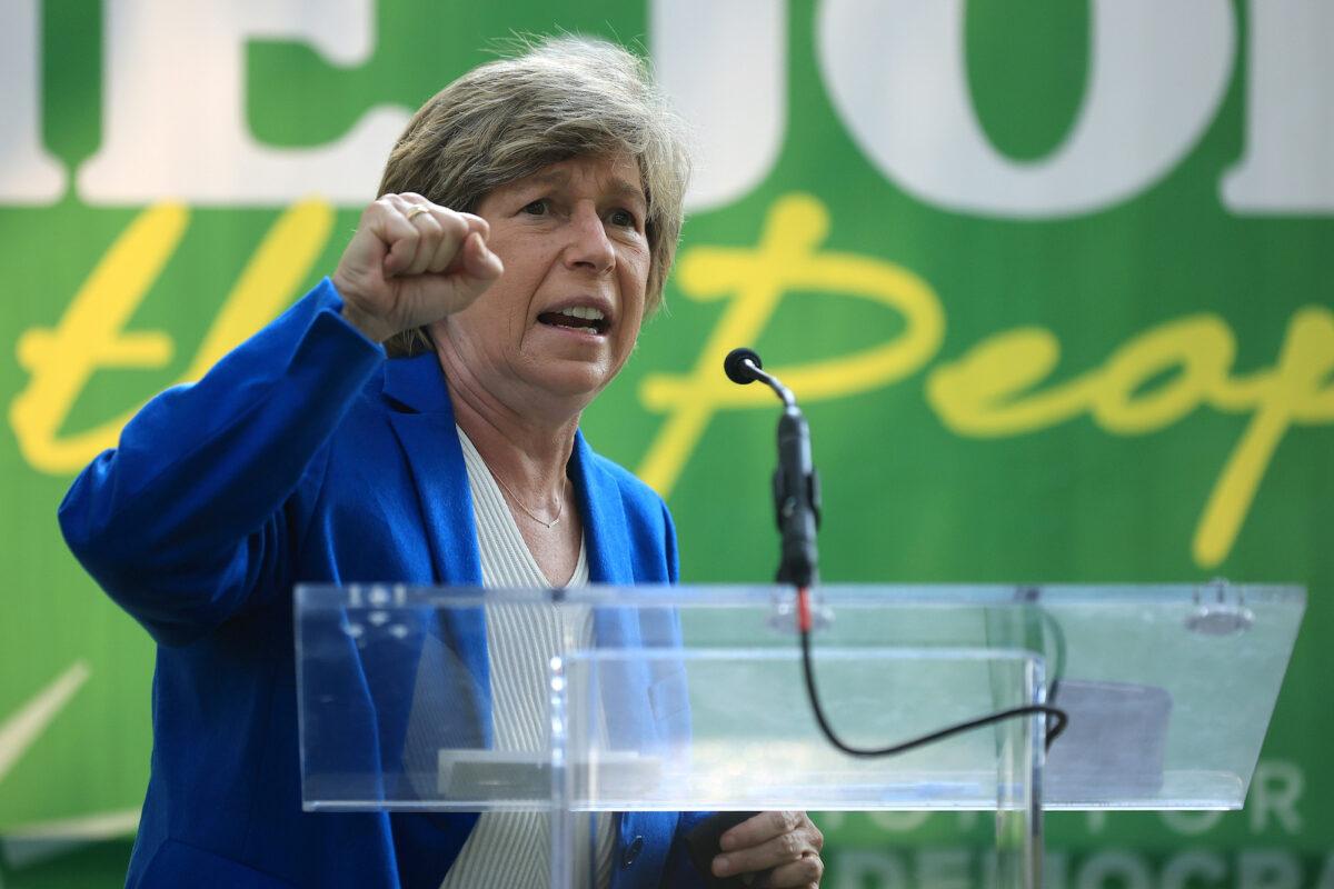 American Federation of Teachers President Randi Weingarten speaks at a rally near the U.S. Capitol in Washington on Sept. 14, 2021. (Chip Somodevilla/Getty Images)