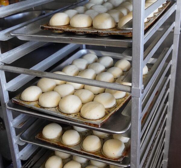 Yeast rolls are made fresh daily at the Farmers Market restaurant. April 26, 2022 (Jann Falkenstern/The Epoch Times)