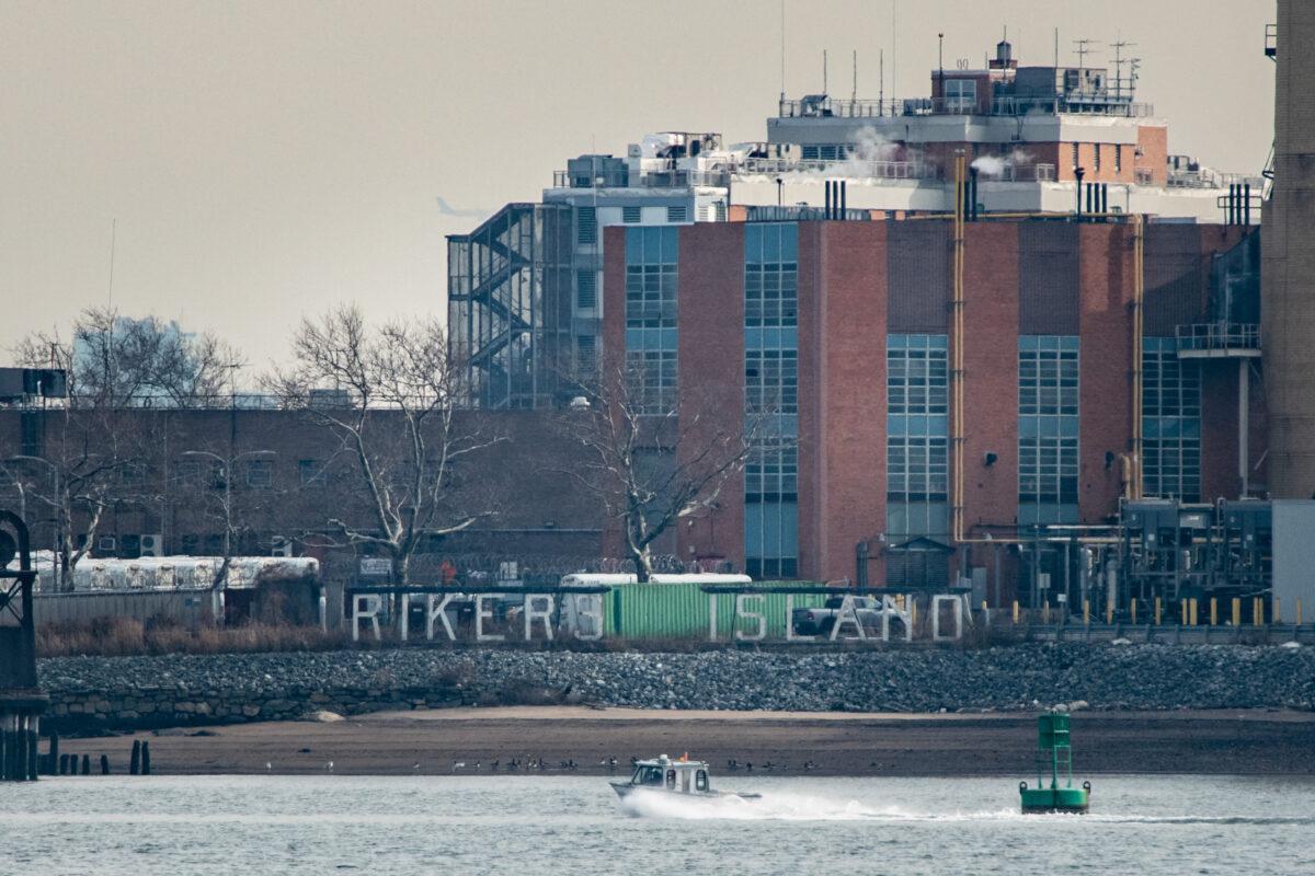 A general view shows the Rikers Island jail complex in the East River of New York, from Queens on Jan. 13, 2022. (Ed Jones/AFP via Getty Images)