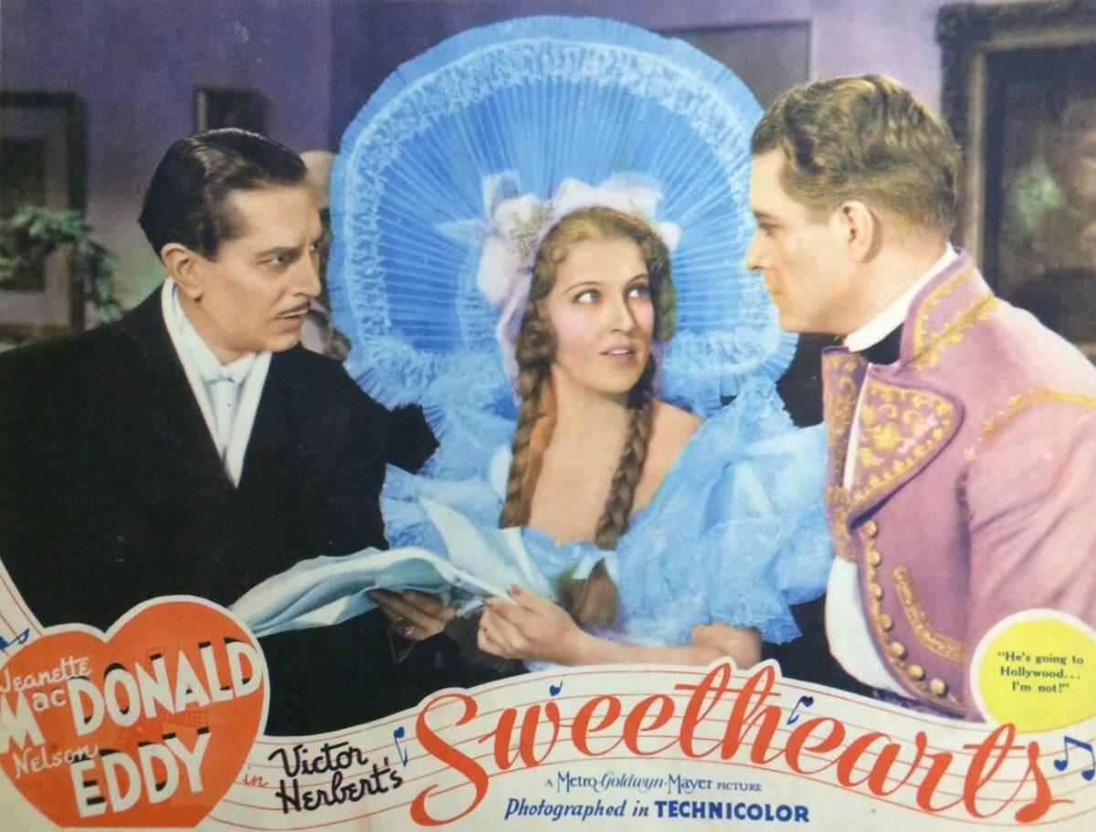 Lobby card for the 1938 American musical romance film "Sweethearts." (Public Domain)