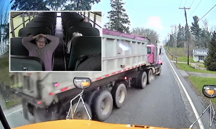 Terrifying Dashcam Video Shows Big Rig Truck Brake Failure, Driver Narrowly Weaving Around School Bus