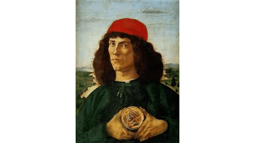 “Portrait of a Man With a Medal of Cosimo the Elder,” 1474, by Sandro Botticelli. Tempera on panel, 22.4 inches by 17.3 inches. Uffizi Museum, Florence, Italy. (Public Domain)