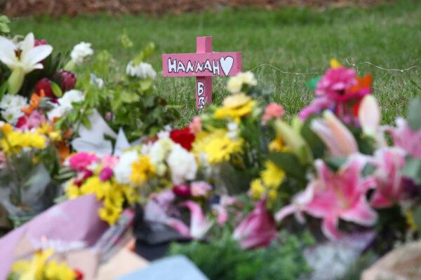 Flowers are seen during a vigil to remember murdered mother, Hannah Clarke and her three children at Bill Hewitt Reserve in Camp Hill in Brisbane, Australia on Feb. 23, 2020. (Jono Searle/Getty Images)