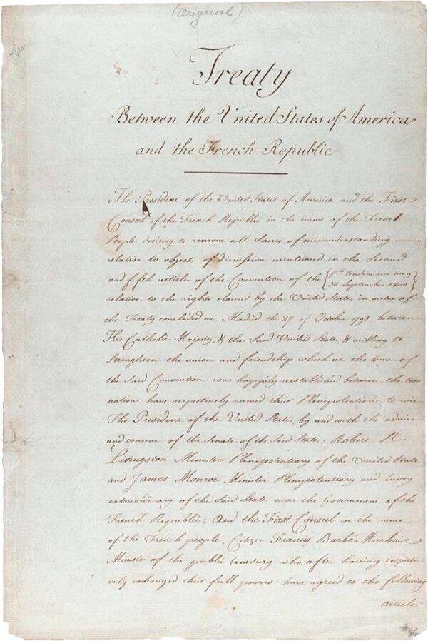 Treaty between the United States of America and the French Republic ceding the province of Louisiana to the United States, April 30, 1803. (Public Domain)
