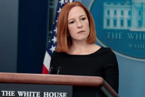 White House press secretary Jen Psaki speaks at a daily press conference in the James Brady Press Briefing Room of the White House in Washington on April 27, 2022. (Anna Moneymaker/Getty Images)