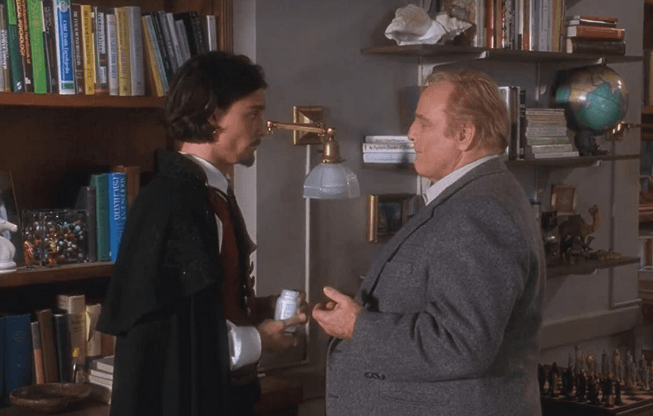 Don Juan DeMarco (Johnny Depp, L) tells his tale to Dr. Mickler (Marlon Brando), in "Don Juan DeMarco." (New Line Cinema)