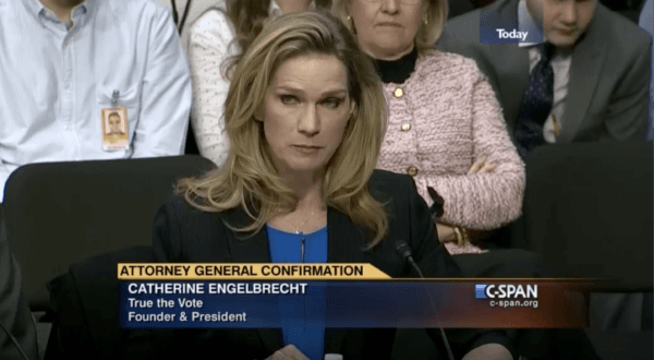 True the Vote Founder Catherine Engelbrecht testifies before the Senate Judiciary Committee on Jan. 29, 2015. (Screenshot/CSPAN)