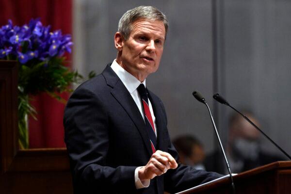Tennessee Gov. Bill Lee delivers his State of the State address in the House Chamber of the Capitol building in Nashville, Tenn., on Jan. 31, 2022. (Mark Zaleski/AP)