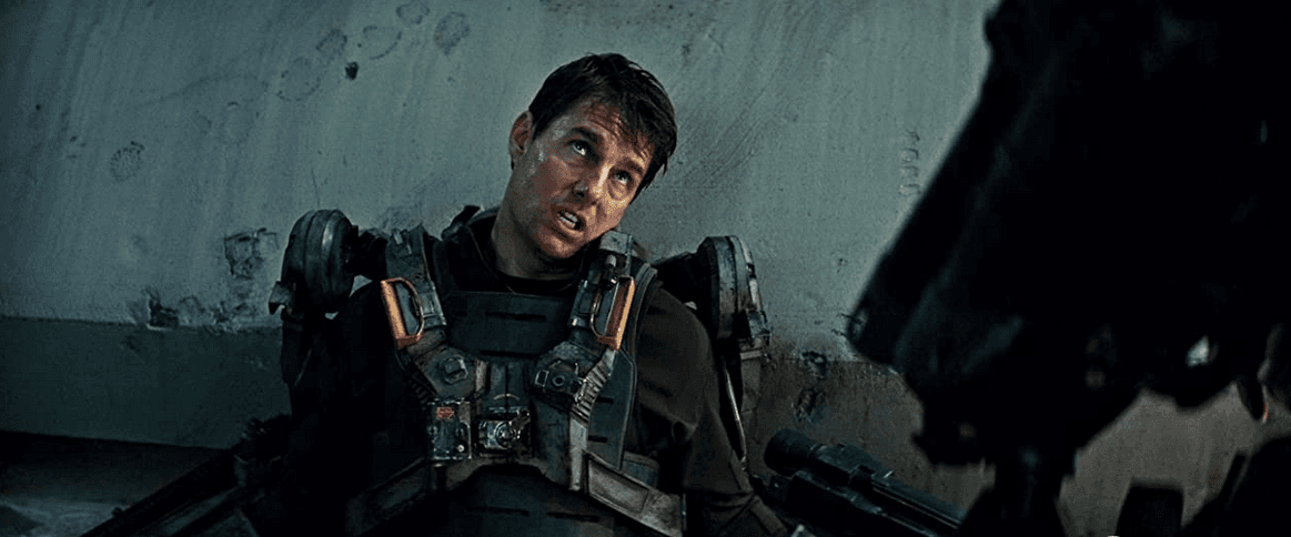 Maj. Bill Cage (Tom Cruise) about to get blasted back to the future despite his vehement protestations, in "Edge of Tomorrow." (Warner Bros. Pictures)