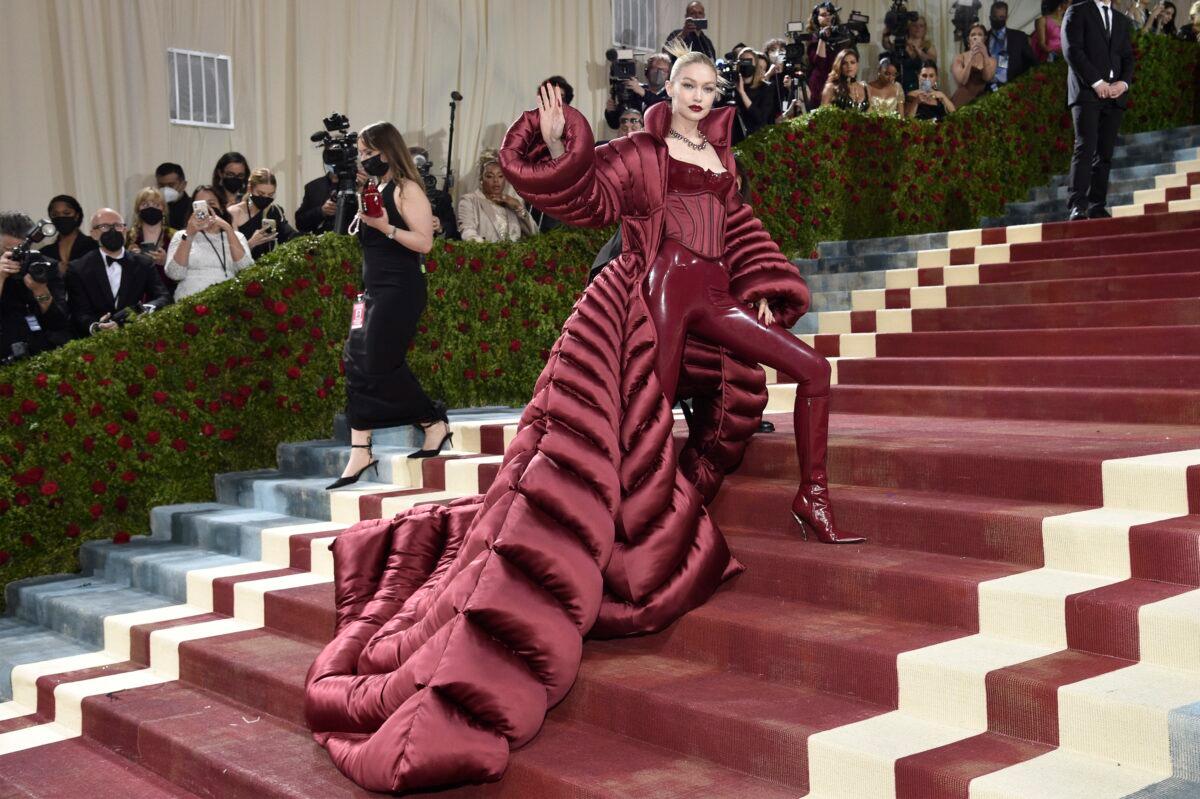 Gigi Hadid attends The Metropolitan Museum of Art's Costume Institute benefit gala celebrating the opening of the "In America: An Anthology of Fashion" exhibition in New York on May 2, 2022. (Evan Agostini/Invision/AP)