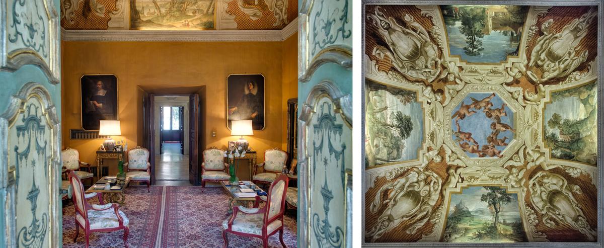 A peek into a salon and ceiling. (Courtesy of HSH Princess Rita Boncompagni Ludovisi)