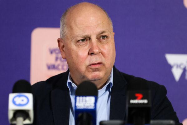 Treasurer of Victoria Tim Pallas during a press conference in Melbourne, Australia, on Sep. 21, 2021. (Asanka Ratnayake/Getty Images)
