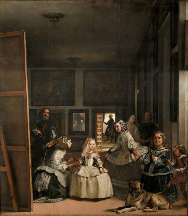 “Las Meninas” (“Maids of Honor”), 1656, by Diego Velázquez. Oil on canvas, 110.4 inches by 108.6 inches. Prado Museum, Madrid. (Public Domain)