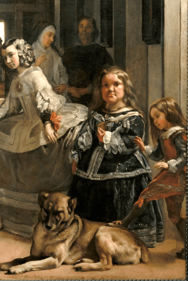 A detail from “Las Meninas” (“Maids of Honor”), 1656, by Diego Velázquez. Oil on canvas, 10.4 inches by 108.6 inches. Prado Museum, Madrid. (Public Domain)