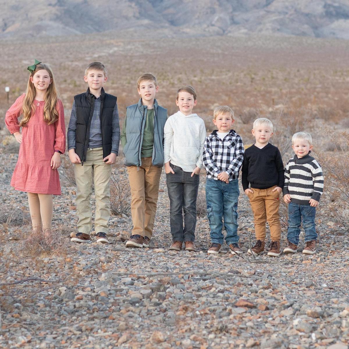 L–R: Addison, 11; William, 10; Abram, 9; Oliver, 8; Logan, 6; Preston, 4; Carson, 3. (Courtesy of <a href="https://www.instagram.com/theballcollection/">Marcie Ball</a>)