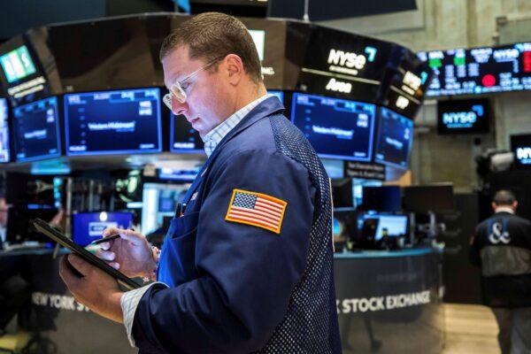 Trader Ryan Falvey works on the floor of New York Stock Exchange on May 3, 2022. (Courtney Crow/New York Stock Exchange via AP)