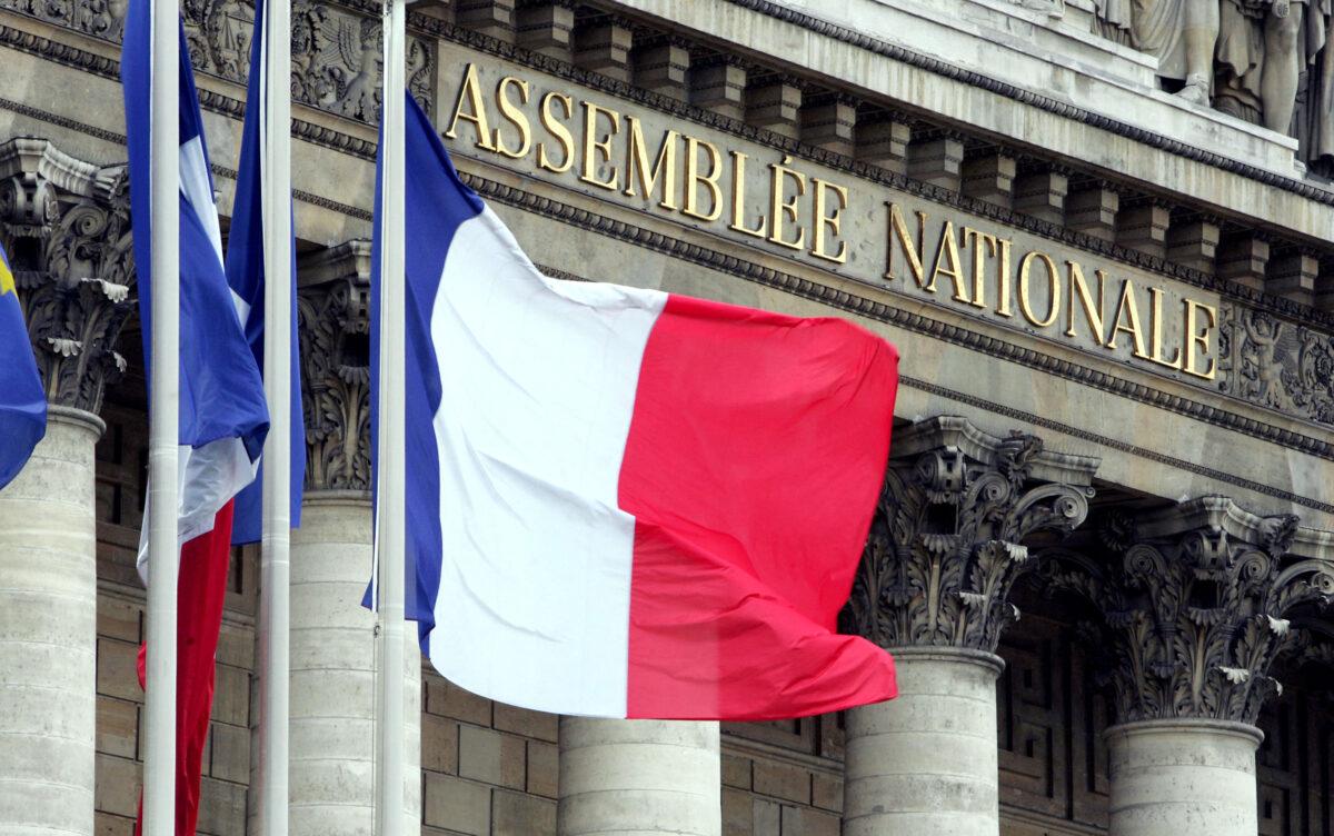 The pediment of the National Assembly in Paris, France, on Aug. 8, 2005. (Pierre Andrieu/AFP via Getty Images)