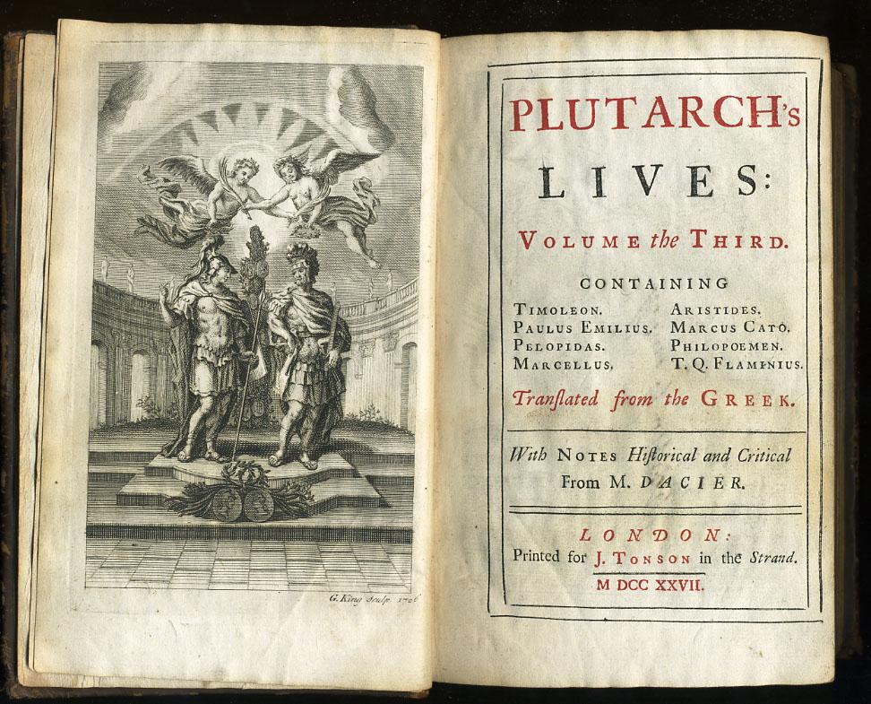 The third volume of a 1727 edition of "Plutarch's Lives." Private Collection of S. Whitehead. (PD-US)