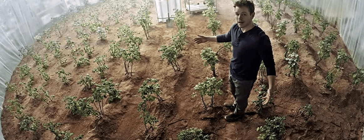 Spaceman Mark Watney (Matt Damon) grows pootatoes, in "The Martian." (Twentieth Century Fox/Twentieth Century Fox Film Corporation)