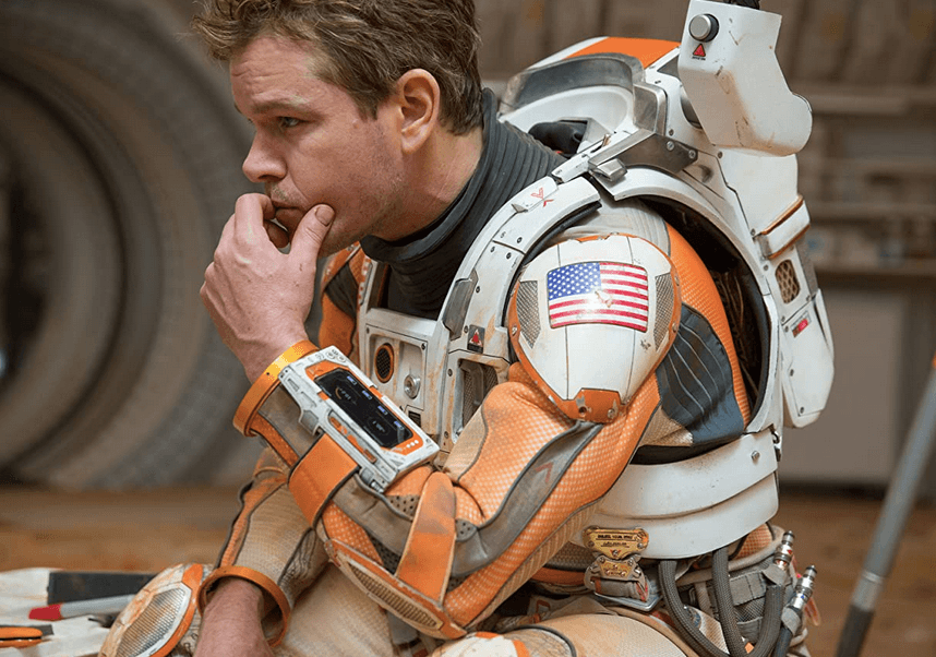 Matt Damon portrays an astronaut who draws upon his ingenuity to subsist on Mars. (Giles Keyte/Twentieth Century Fox Film Corporation)