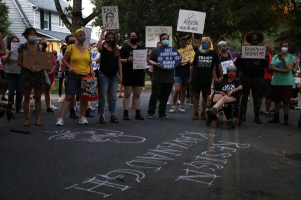 Pro-abortion activists protest outside the house of Supreme Court Associate Justice Brett Kavanaugh in Chevy Chase, Md., on Sept. 13, 2021. (Alex Wong/Getty Images)