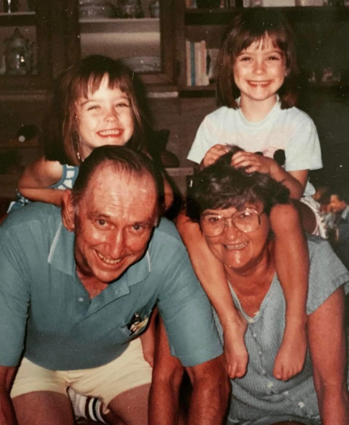Shai and her twin sister, Jenn, with their grandparents. (Courtesy of Shai Dunseath)
