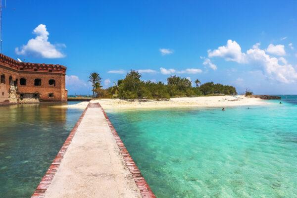 The waters of Gulf of Mexico surround Historic Fort Jefferson in the Dry Tortugas National Park. (Benny Marty/Shutterstock)